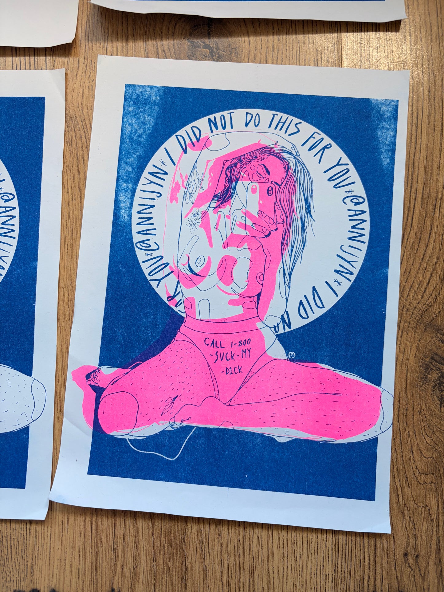 Riso Print Blue and Pink I