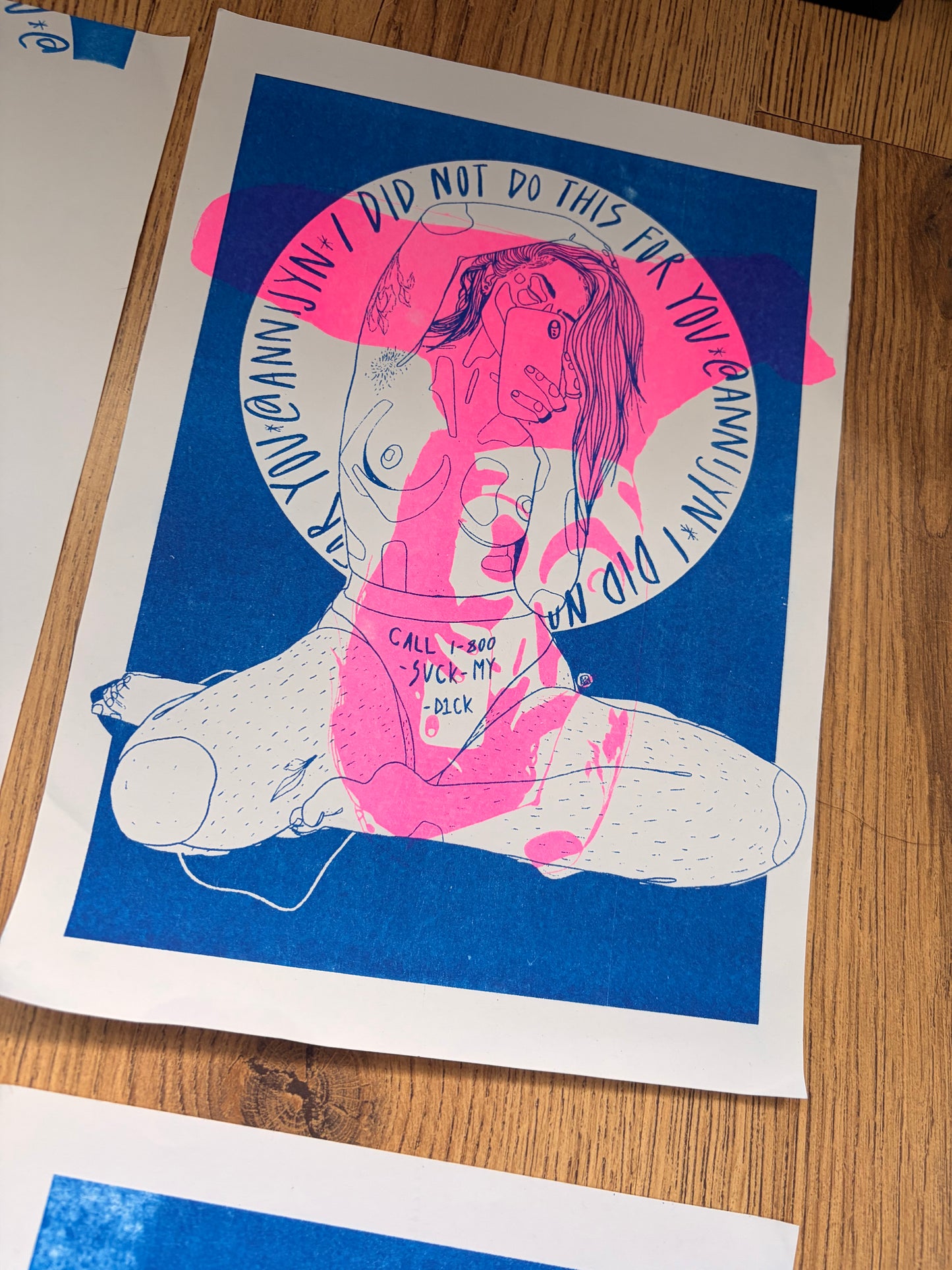 Riso Print Blue and Pink II